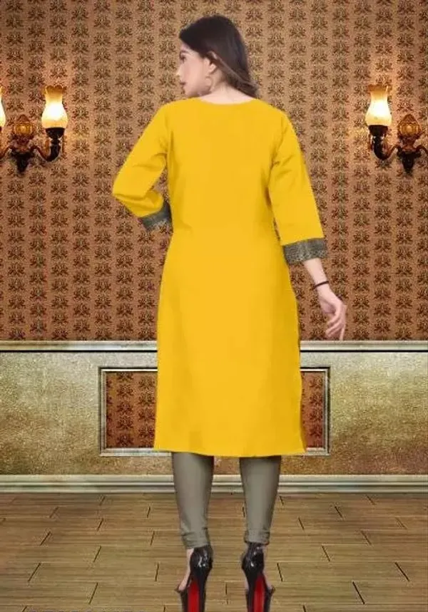 Hf_Holyday_Fashion_Cotton_Silk_Plain_Straight_Kurta_For_Women_With_Golden_Lace_Work