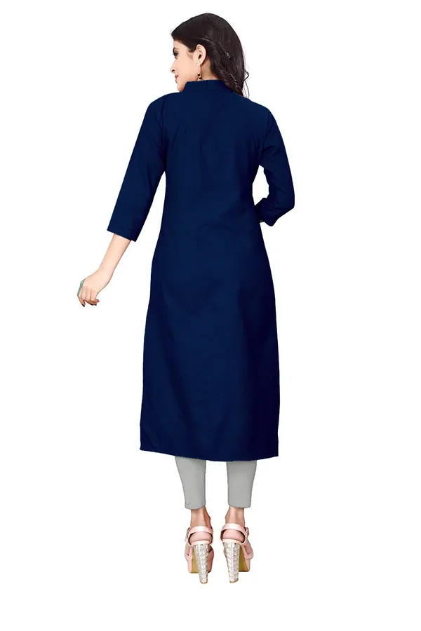 Hf_Holyday_Fashion_Cotton_Silk_Plain_Straight_Front_Slit_Kurta_For_Women