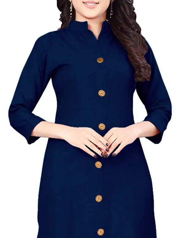 Hf_Holyday_Fashion_Cotton_Silk_Plain_Straight_Front_Slit_Kurta_For_Women