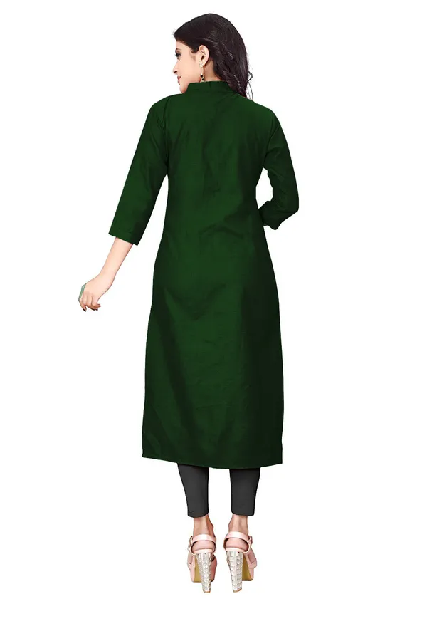 Hf_Holyday_Fashion_Cotton_Silk_Plain_Straight_Front_Slit_Kurta_For_Women