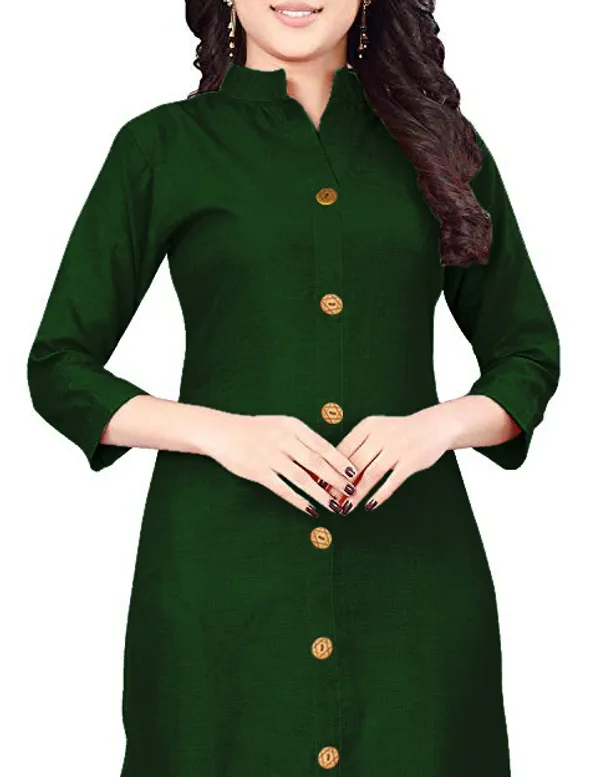 Hf_Holyday_Fashion_Cotton_Silk_Plain_Straight_Front_Slit_Kurta_For_Women