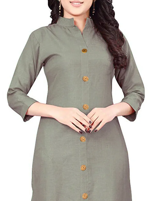 Hf_Holyday_Fashion_Cotton_Silk_Plain_Straight_Front_Slit_Kurta_For_Women