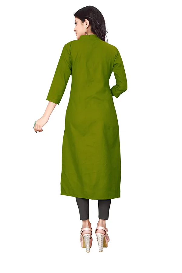 Hf_Holyday_Fashion_Cotton_Silk_Plain_Straight_Front_Slit_Kurta_For_Women