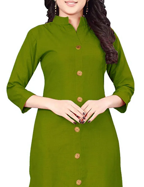 Hf_Holyday_Fashion_Cotton_Silk_Plain_Straight_Front_Slit_Kurta_For_Women