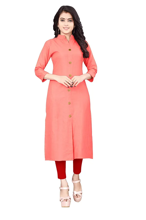 Hf_Holyday_Fashion_Cotton_Silk_Plain_Straight_Front_Slit_Kurta_For_Women