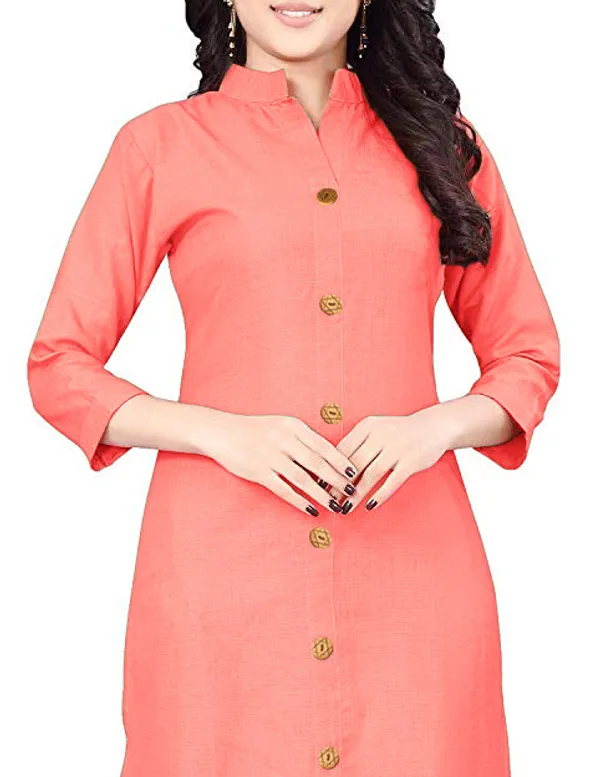 Hf_Holyday_Fashion_Cotton_Silk_Plain_Straight_Front_Slit_Kurta_For_Women