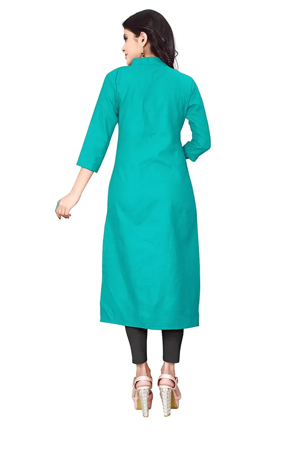 Hf_Holyday_Fashion_Cotton_Silk_Plain_Straight_Front_Slit_Kurta_For_Women