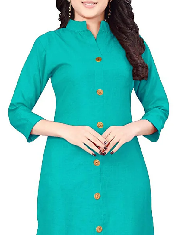 Hf_Holyday_Fashion_Cotton_Silk_Plain_Straight_Front_Slit_Kurta_For_Women