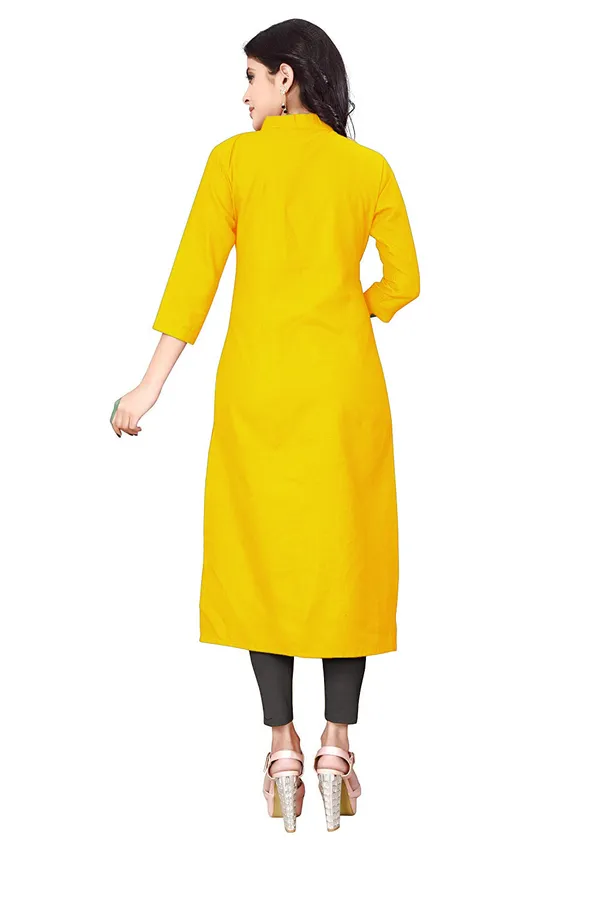 Hf_Holyday_Fashion_Cotton_Silk_Plain_Straight_Front_Slit_Kurta_For_Women