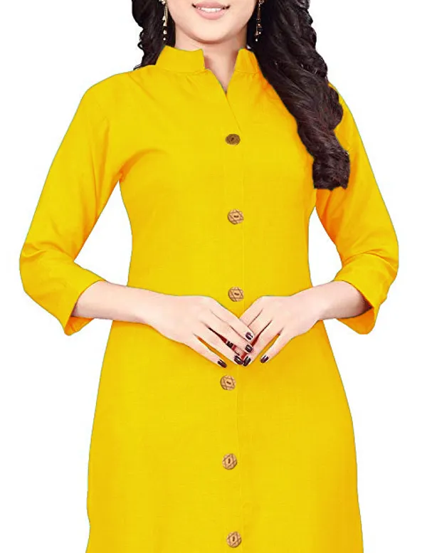 Hf_Holyday_Fashion_Cotton_Silk_Plain_Straight_Front_Slit_Kurta_For_Women