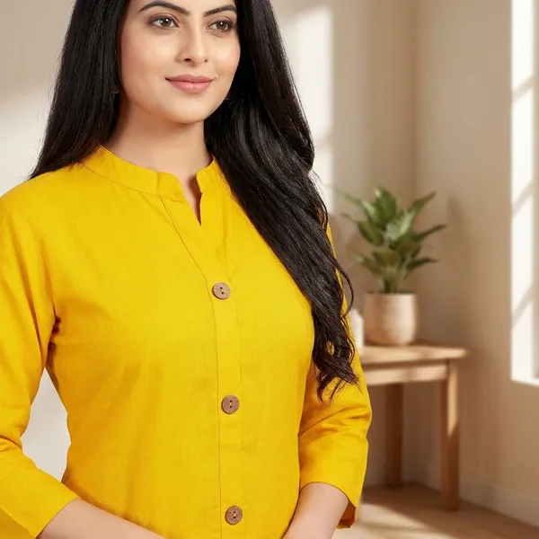 Hf_Holyday_Fashion_Cotton_Silk_Plain_Straight_Front_Slit_Kurta_For_Women