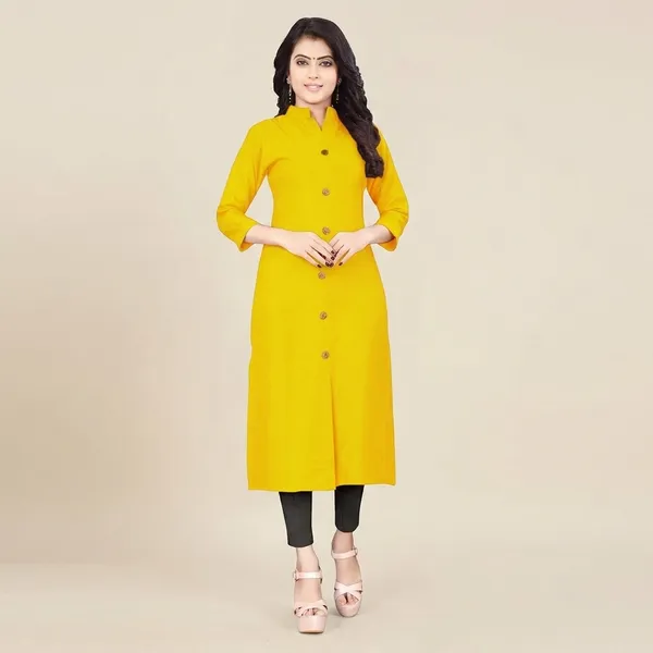 Hf_Holyday_Fashion_Cotton_Silk_Plain_Straight_Front_Slit_Kurta_For_Women