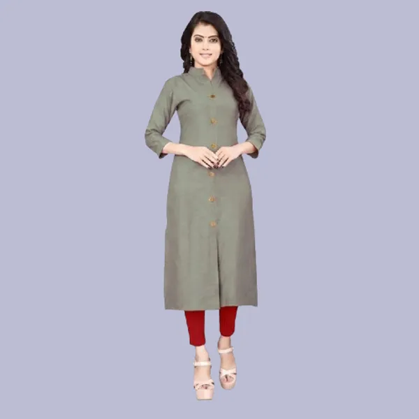 Hf_Holyday_Fashion_Cotton_Silk_Plain_Straight_Front_Slit_Kurta_For_Women