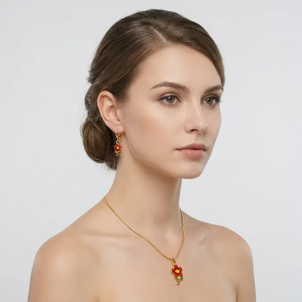 Charming_Red_Flower_Pendant_Necklace_and_Earring_Set