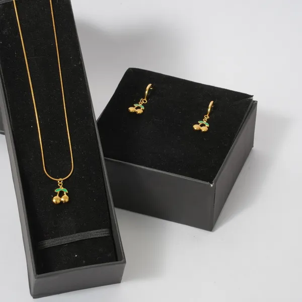 Golden_Cherry_Pendant_Necklace_and_Earrings_Set