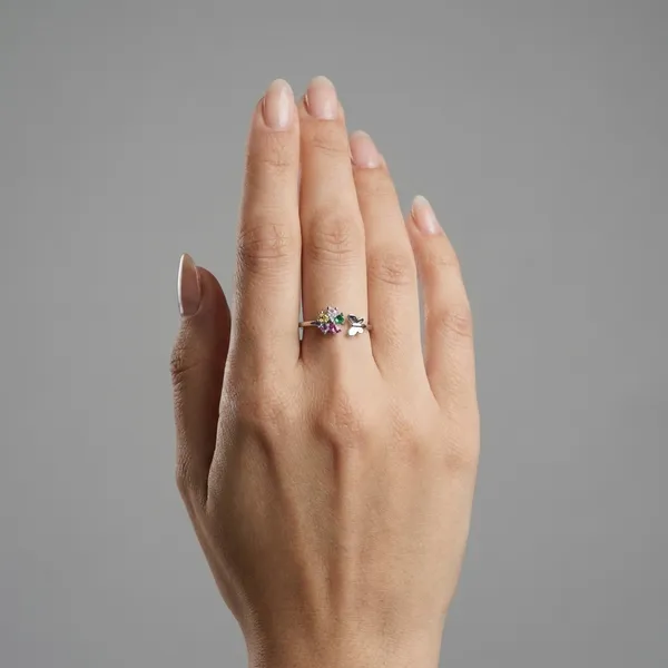 Colorful_Floral_Cluster_Ring_with_Butterfly_Accent