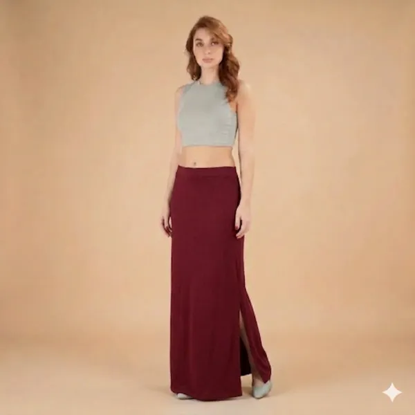 Womens_Maroon_Saree_Shapewear_With_Side_Slit_With_Drawstring