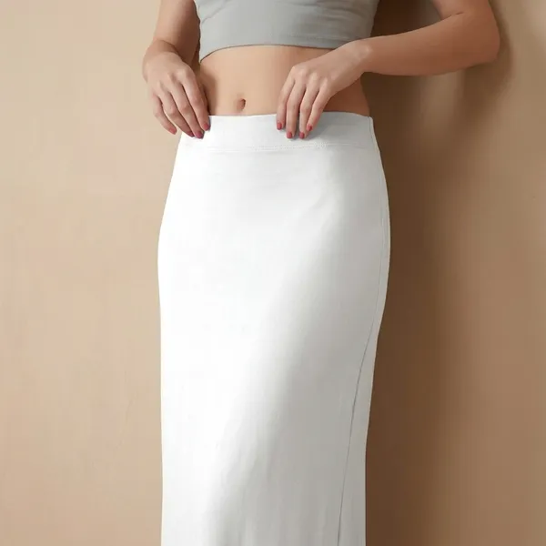 Womens_White_Saree_Shapewear_With_Side_Slit_With_Drawstring