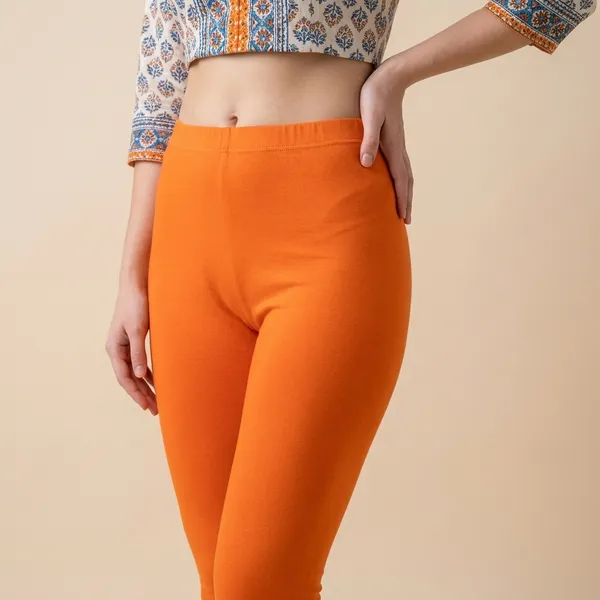 Orange_Churidar_Leggings_For_Women