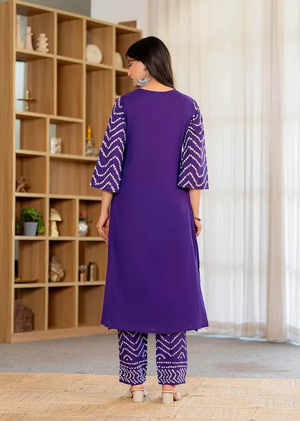Purple_Bandhani_Print_Kurta_Set_With_Dupatta_For_Women_And_Girls