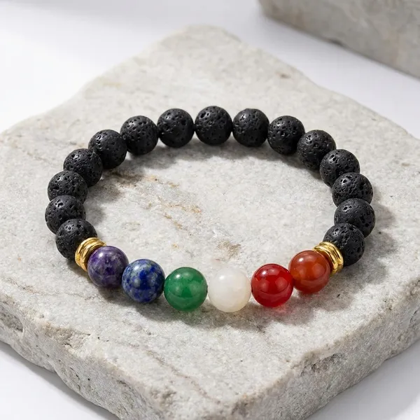 7_Chakra_Lava_Pure_Bracelet_Pack_Of_2