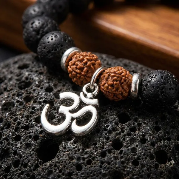 Rudraksha_And_Lava_Stone_Beaded_Bracelet_With_Om_Charm_Pack_Of_2