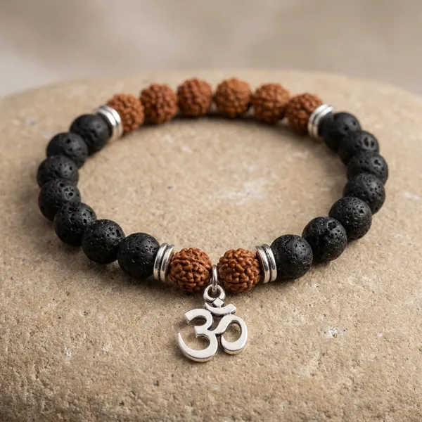 Rudraksha_And_Lava_Stone_Beaded_Bracelet_With_Om_Charm_Pack_Of_2