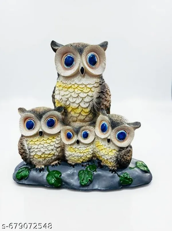 Polyresin_4_Owl_Family_Decorative_Showpiece_For_Home_Office_Table_Decor_Multicolor_Wise_Owl_Figurine_For_Shelf_Gift