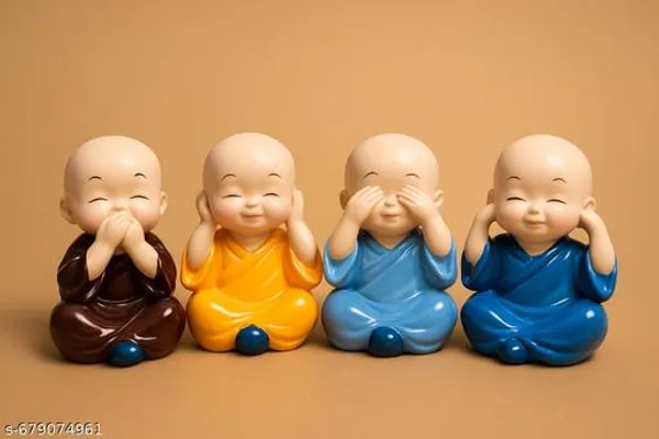 Set_Of_4_Polyresin_Laughing_Monk_Showpieces_For_Home_Office_Decor_Multicolor_Baby_Monk_Figurines_Speak_See_Hear_No_Evil_Theme_Statues