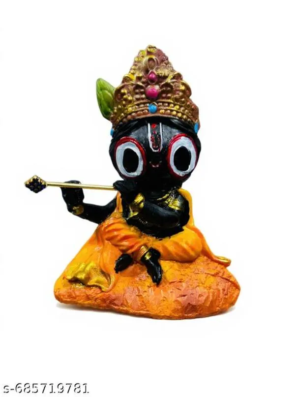 Jagannath_Ji_Idol_In_Orange_Dress_Cute_Sitting_Pose_Murti_With_Flute_Polyresin_Decorative_Statue_For_Home_Mandir_Puja_Gift_Use