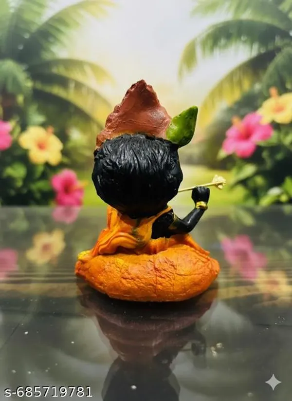 Jagannath_Ji_Idol_In_Orange_Dress_Cute_Sitting_Pose_Murti_With_Flute_Polyresin_Decorative_Statue_For_Home_Mandir_Puja_Gift_Use