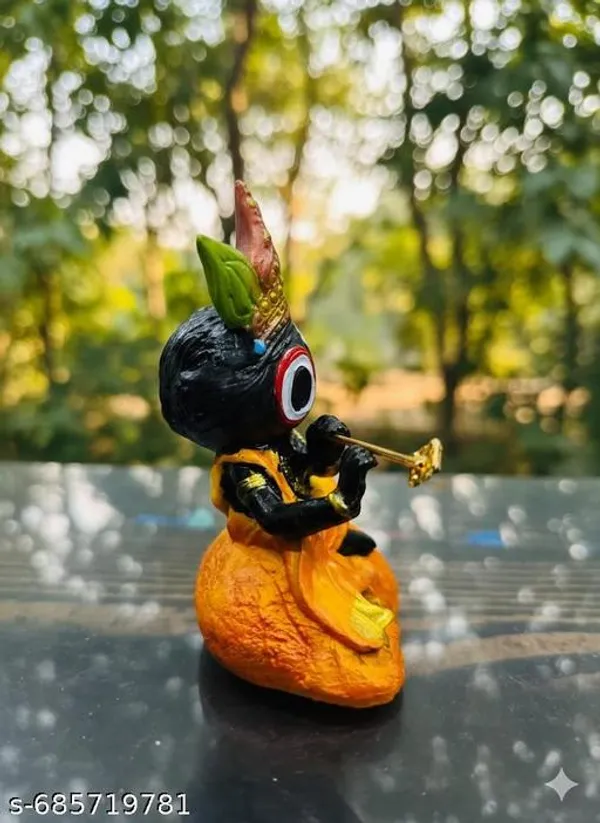 Jagannath_Ji_Idol_In_Orange_Dress_Cute_Sitting_Pose_Murti_With_Flute_Polyresin_Decorative_Statue_For_Home_Mandir_Puja_Gift_Use