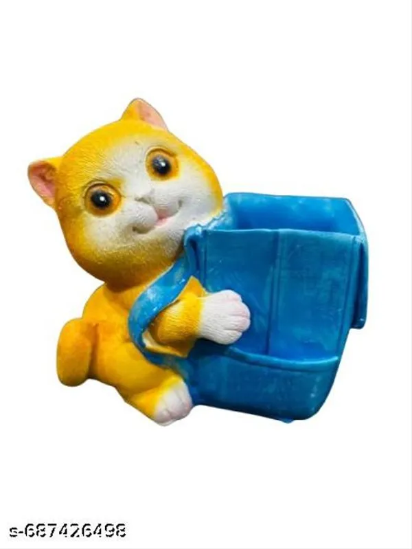 Resin_Cute_Cat_Planter_Showpiece_With_Blue_Pot_Cartoon_Style_Flower_Holder_For_Home_Table_Kids_Room_Decor_Yellow_Colour_Animal_Design_Pot_For_Artificial_Plants