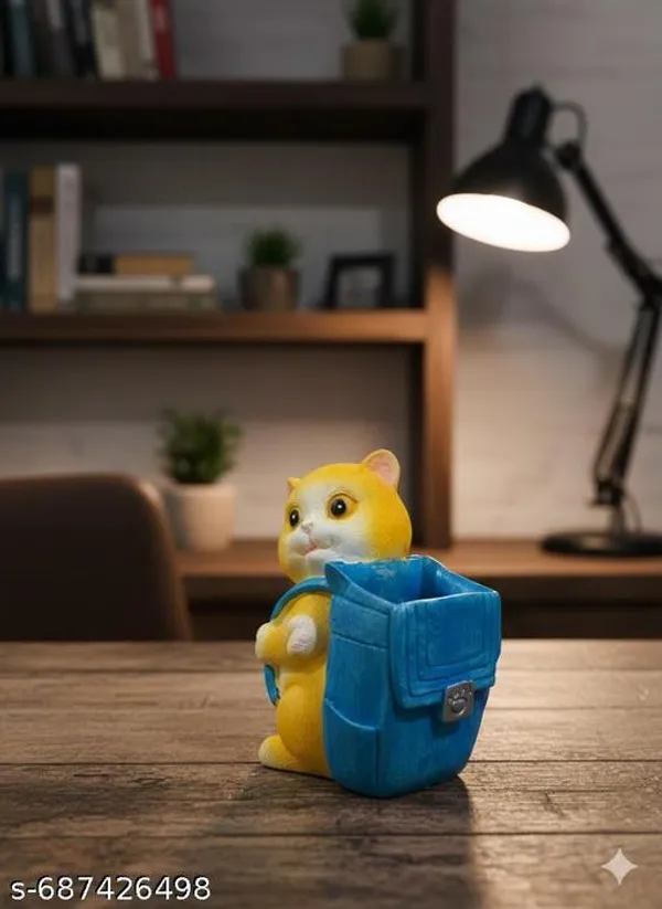 Resin_Cute_Cat_Planter_Showpiece_With_Blue_Pot_Cartoon_Style_Flower_Holder_For_Home_Table_Kids_Room_Decor_Yellow_Colour_Animal_Design_Pot_For_Artificial_Plants