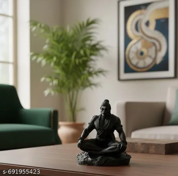 Bajrangbali_Inspired_Meditating_Showpiece_Premium_Polyresin_Sitting_Figurine_For_Table_Shelf_Home_Decor_Matte_Black_Colour