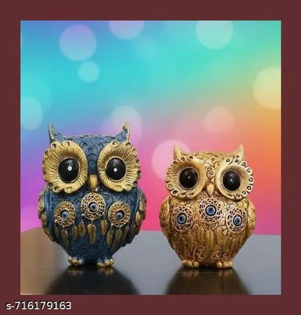 Set_Of_2_Owl_Figurine_Showpiece_For_Home_Office_Decor_Antique_Look_Resin_Owl_Statue_Pair_For_Table_Shelf_Gifting_Golden_Blue_Decorative_Owls