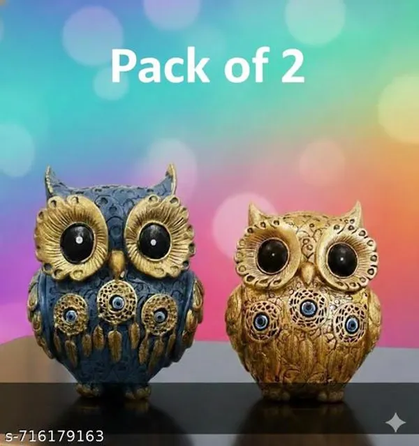 Set_Of_2_Owl_Figurine_Showpiece_For_Home_Office_Decor_Antique_Look_Resin_Owl_Statue_Pair_For_Table_Shelf_Gifting_Golden_Blue_Decorative_Owls
