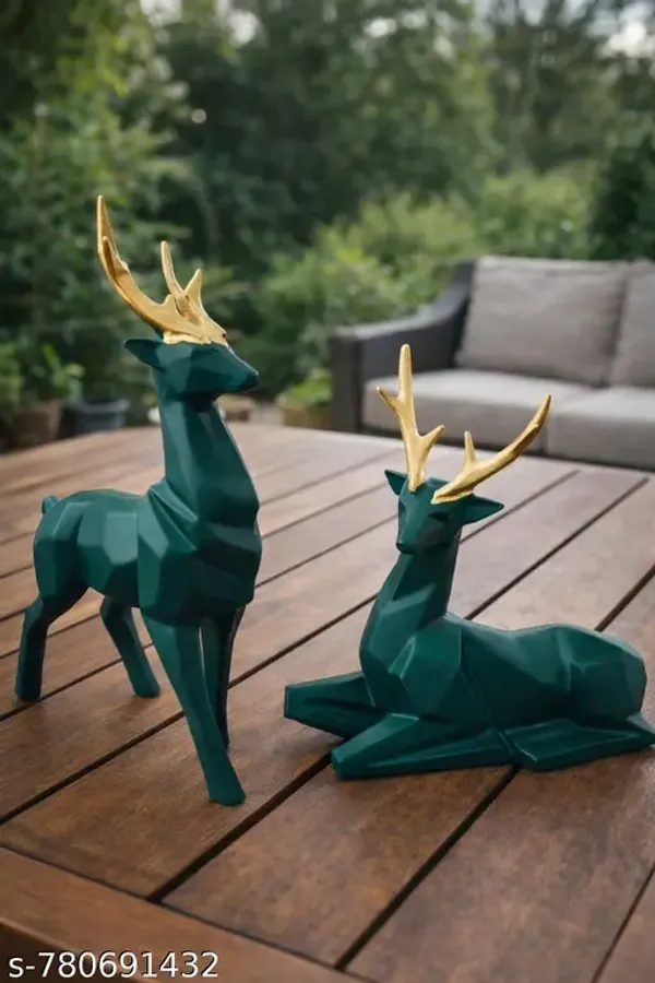 Modern_Geometric_Sitting_And_Standing_Deer_Figurine_Set_Of_2_Dark_Green_Gold