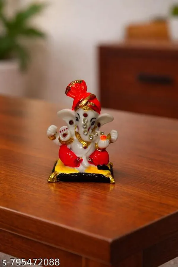 Handcrafted_Pagdi_Ganesha_Idol_For_Home_Decor_And_Car_Dashboard_White_Orange_Small_Size