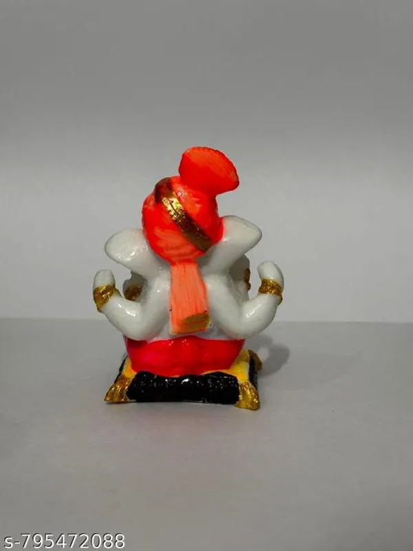 Handcrafted_Pagdi_Ganesha_Idol_For_Home_Decor_And_Car_Dashboard_White_Orange_Small_Size