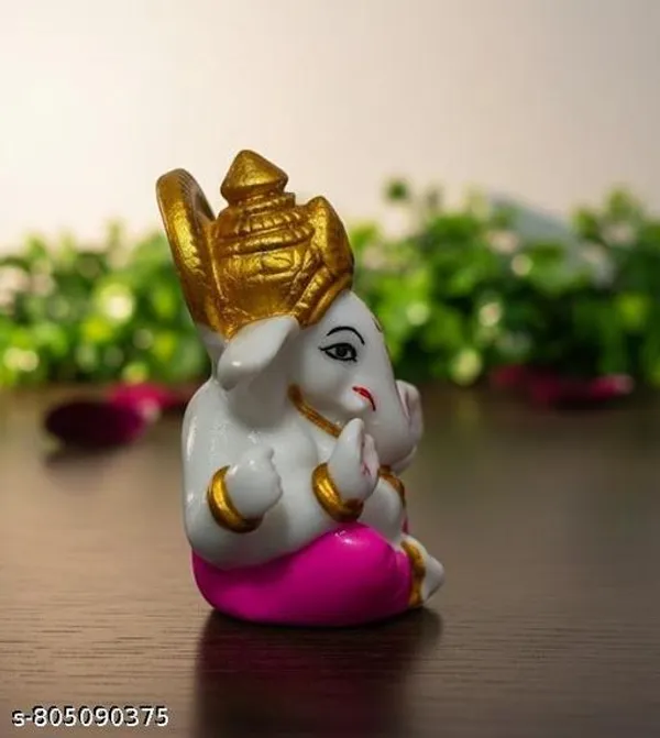 White_Pink_Resin_Ganesh_Ji_Idol_For_Home_Temple_Car_Dashboard_Golden_Crown_Sitting_Ganesha_Murti_For_Pooja_Gift_Decoration