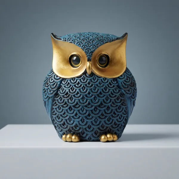 Modern_Classy_Owl_Resin_Showpiece_Decorative_Figurine_Blue_Home_Accent