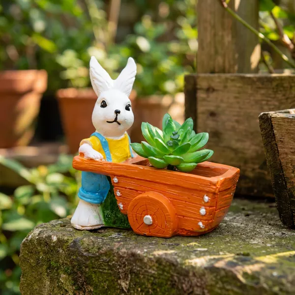 Decorative_Resin_Bunny_Planter_With_Wheelbarrow_Cart_For_Succulents_Indoor_Plants_Multicolour_White_Orange