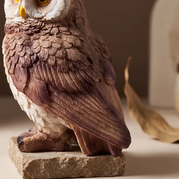 Handcrafted_Brown_Resin_Owl_Statue_Decorative_Showpiece_For_Table_Shelf
