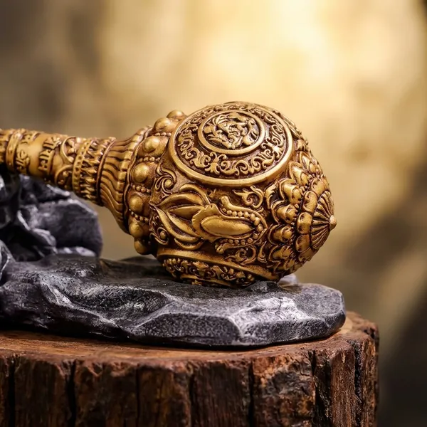 Religious_Golden_Gada_Car_Dashboard_Idol_Showpiece_Lord_Hanuman'S_Mace_Figurine_Durable_Resin_Hindu_Temple_Decor_Home_Vastu_Gift