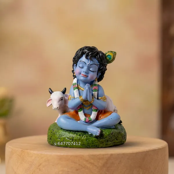 Baby_Krishna_Idol_In_Namaste_Pose_With_Cow_Bal_Gopal_Murti_For_Car_Dashboard_Home_Temple_Decor_Premium_Polyresin_Krishna_Ji_Statue_For_Gift