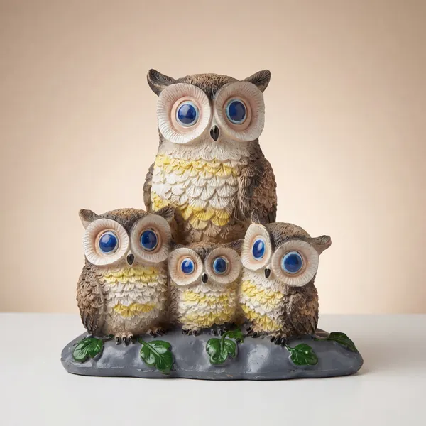 Polyresin_4_Owl_Family_Decorative_Showpiece_For_Home_Office_Table_Decor_Multicolor_Wise_Owl_Figurine_For_Shelf_Gift