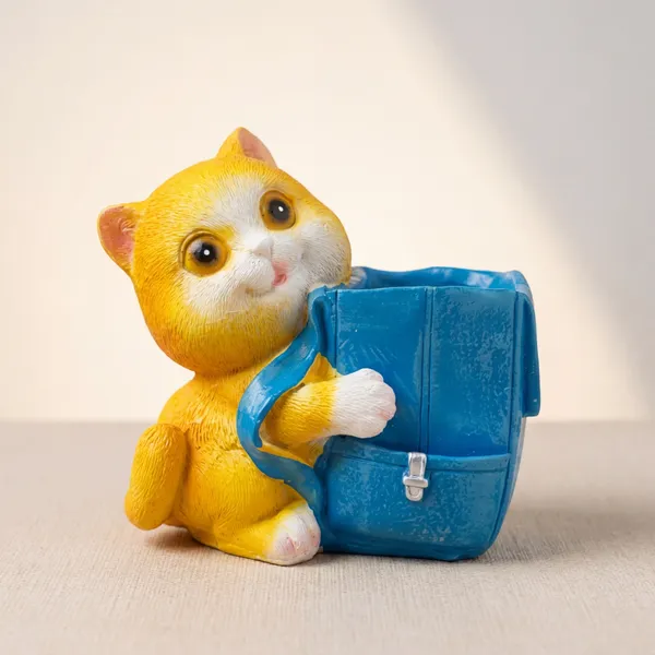 Resin_Cute_Cat_Planter_Showpiece_With_Blue_Pot_Cartoon_Style_Flower_Holder_For_Home_Table_Kids_Room_Decor_Yellow_Colour_Animal_Design_Pot_For_Artificial_Plants