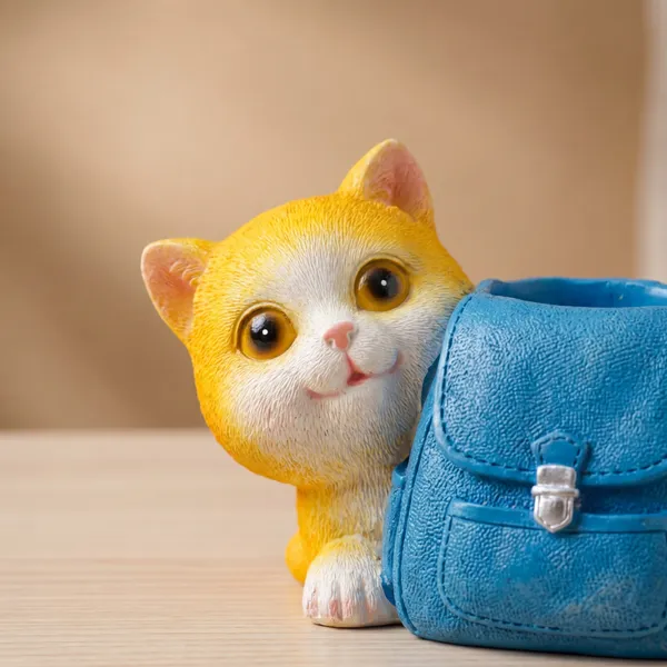Resin_Cute_Cat_Planter_Showpiece_With_Blue_Pot_Cartoon_Style_Flower_Holder_For_Home_Table_Kids_Room_Decor_Yellow_Colour_Animal_Design_Pot_For_Artificial_Plants