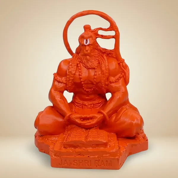 Orange_Hanuman_Ji_Murti_With_Ramayan_Book_Seated_Bajrangbali_Idol_For_Home_Mandir_Pooja_Room_Car_Dashboard_Religious_Resin_Showpiece_For_Spiritual_Decor